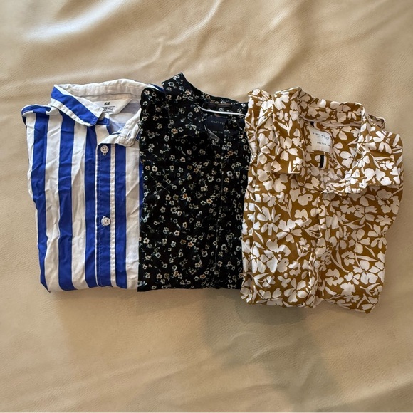 Boy button down shirt bundle H&M, cactus, denim & flower - Picture 1 of 11